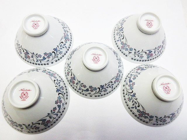 ノリタケ　昭和レトロ　茶碗5客 昭和レトロ Noritake ノリタケ Blue Waltz ブルーワルツ 茶碗 5客