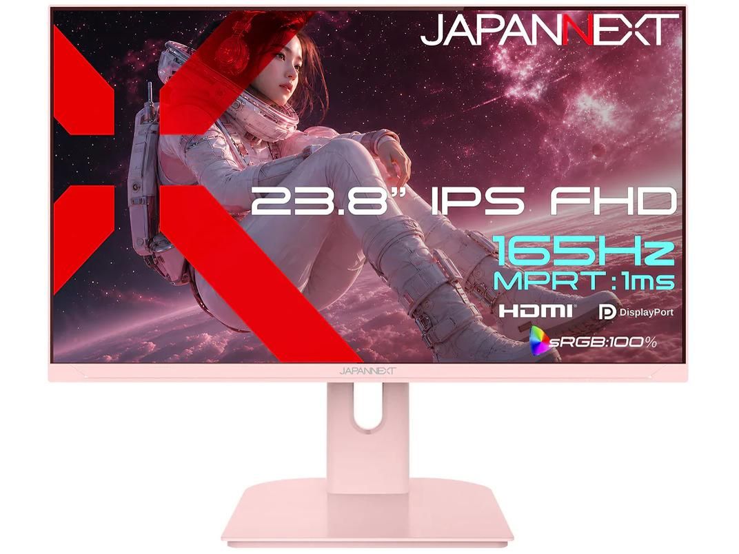 [Brand New, Ships in 3 Business Days] JAPANNEXT Gaming LCD 23.8 inch/1920 x 1080/HDMI x 1, DP x 1/Pink/with speaker/2 year warranty