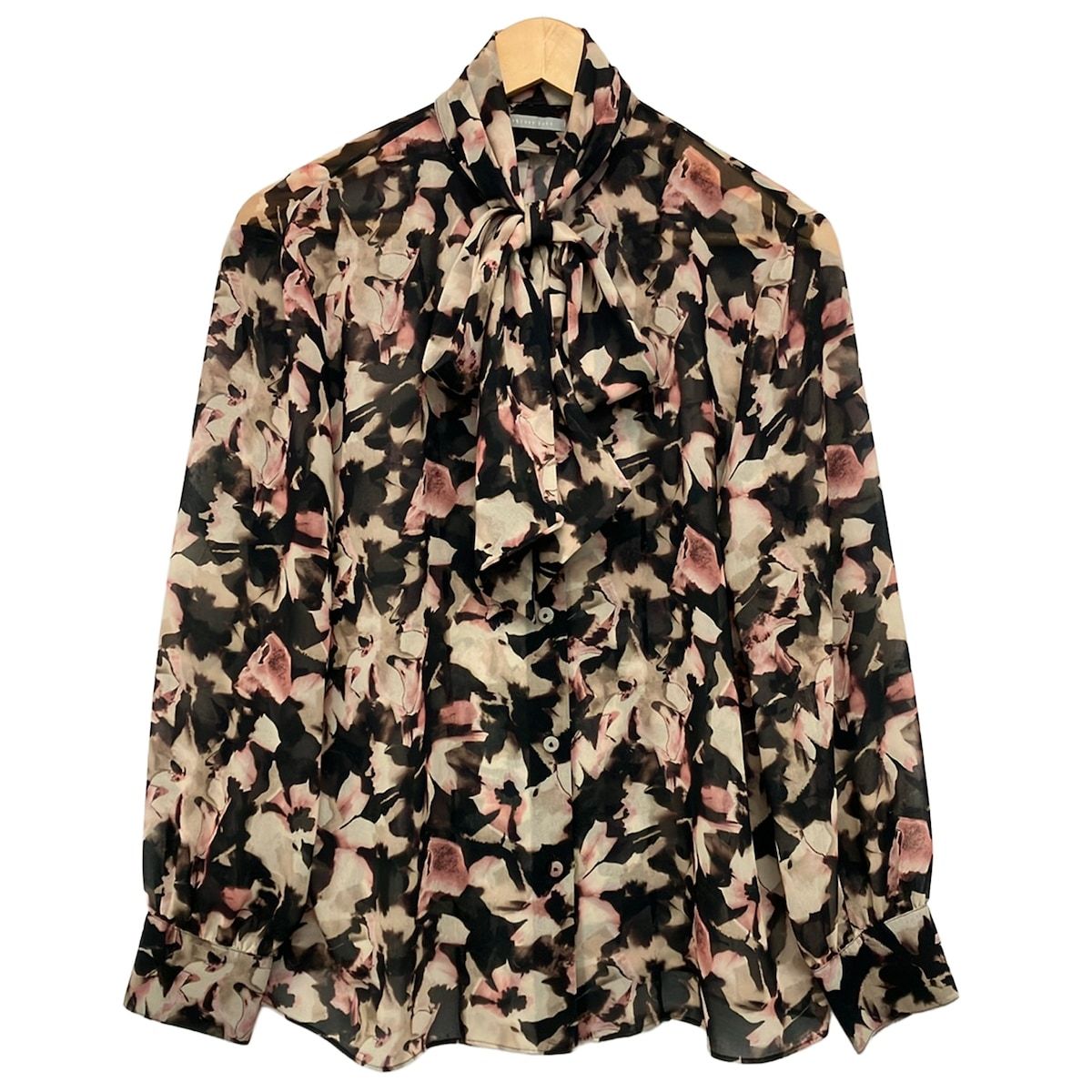 theory luxe(セオリーリュクス) 長袖シャツブラウス サイズ038 M レディース美品 - 黒×ベージュ×マルチ ボウタイ