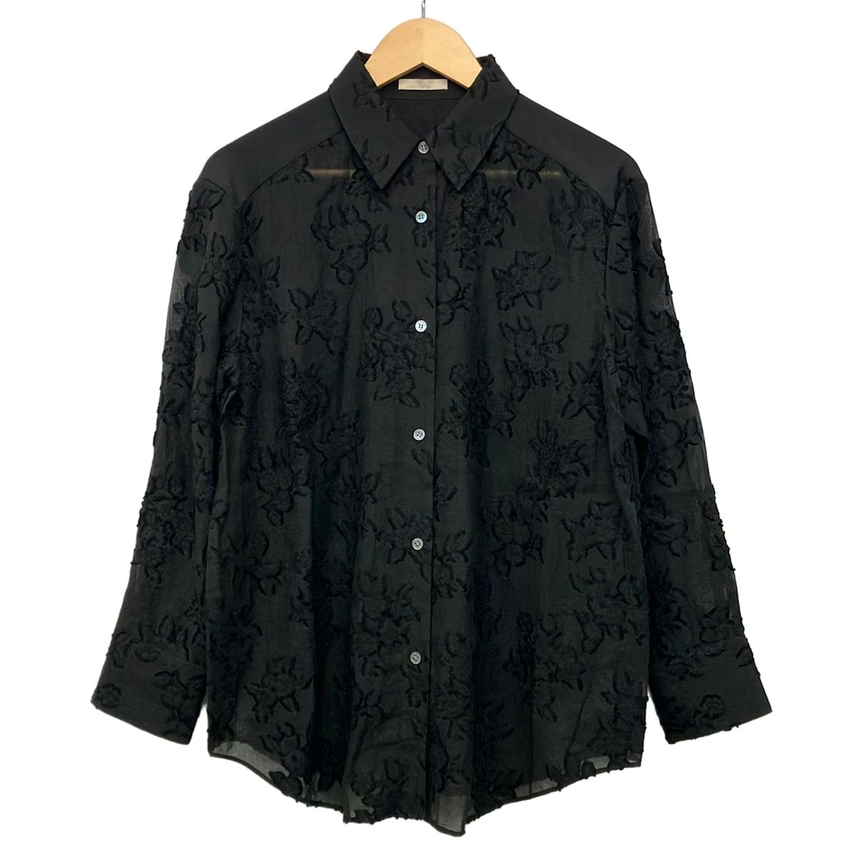 theory luxe(セオリーリュクス) 長袖シャツブラウス サイズ038 M レディース美品 - 黒 フラワー(花)/シースルー