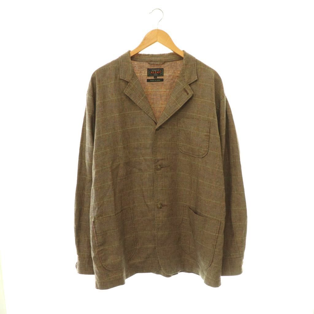ビームスプラス BEAMS+ 25SS 4Button Cuffs Jacket Linen Plaid ジャケット テーラード チェック リネン L ベージュ マルチカラー /DO ■OS