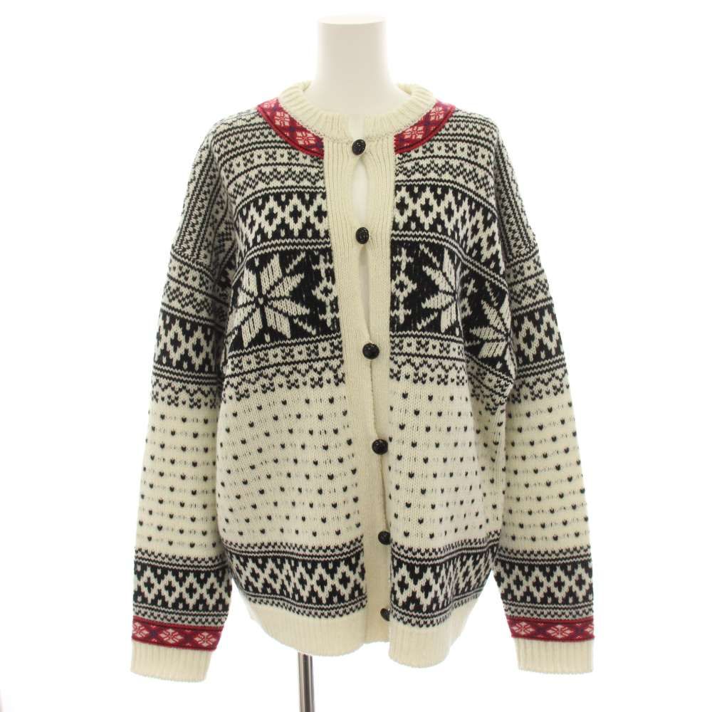 シンゾーン Shinzone ノルウェーニットカーディガン NORWAY KNIT CARDIGAN クルーネック 長袖 ノルディック柄 FO 白 ホワイト 黒 ブラック 25AMSNI05 /YT