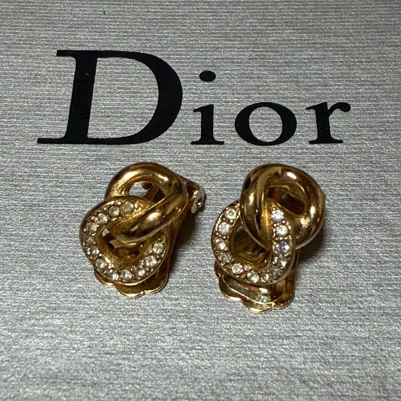 Christian Dior クリスチャンディオール イヤリング ゴールド ラインストーン ヴィンテージ レディース アクセサリー A15