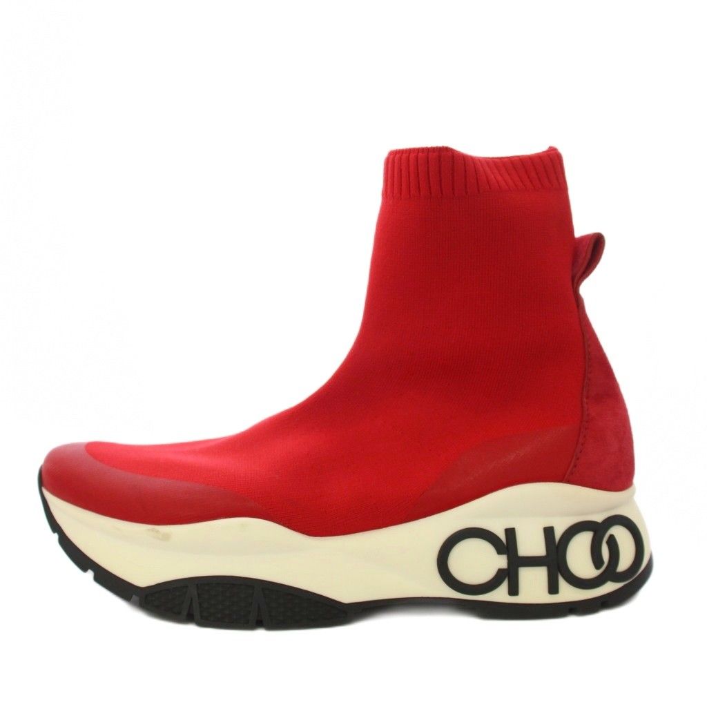 ジミーチュウ JIMMY CHOO RAINE SOCK ハイカットソックススニーカー シューズ 24cm レッド /BM