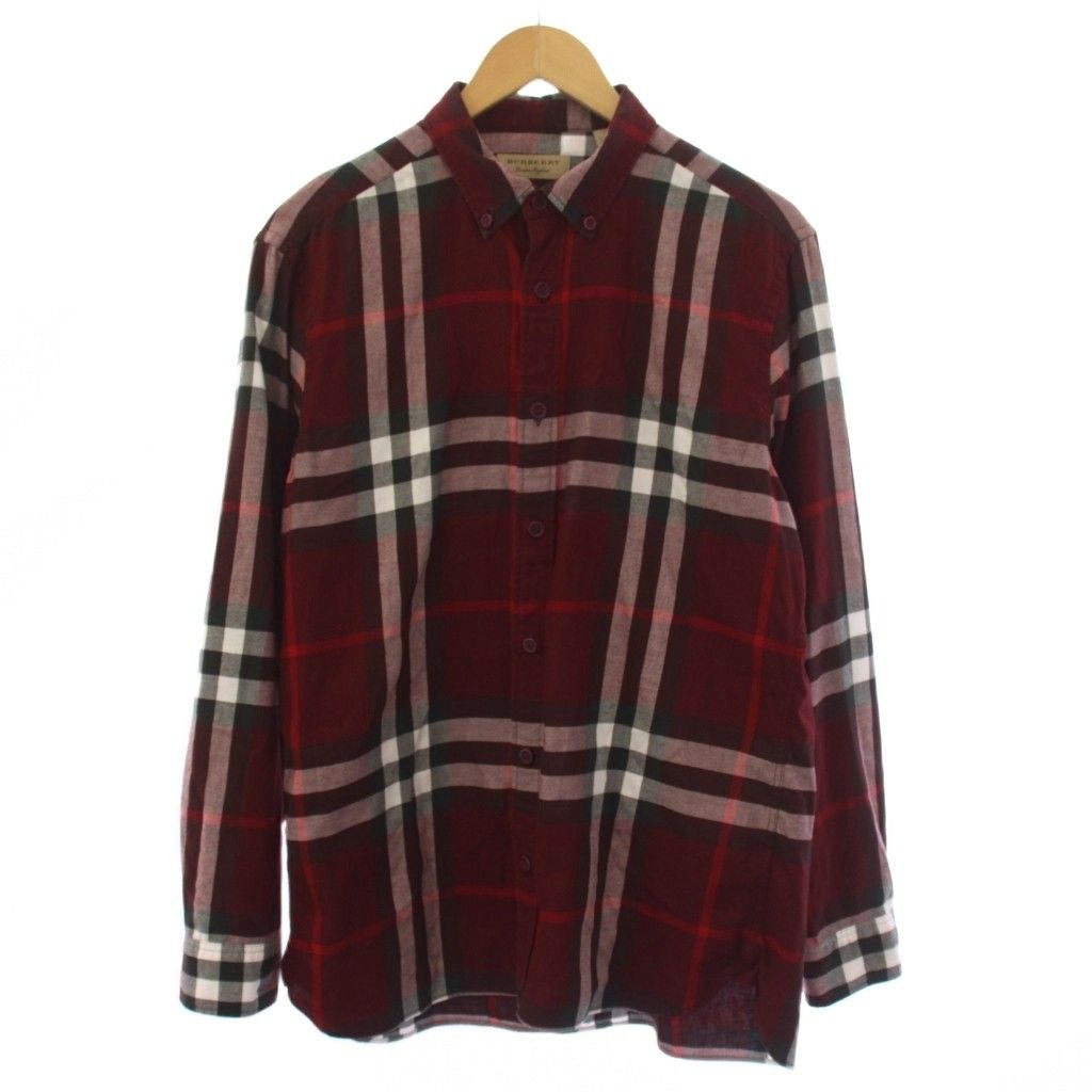 バーバリー BURBERRY シャツ 長袖 ボタンダウン チェック柄 L 赤 /BM