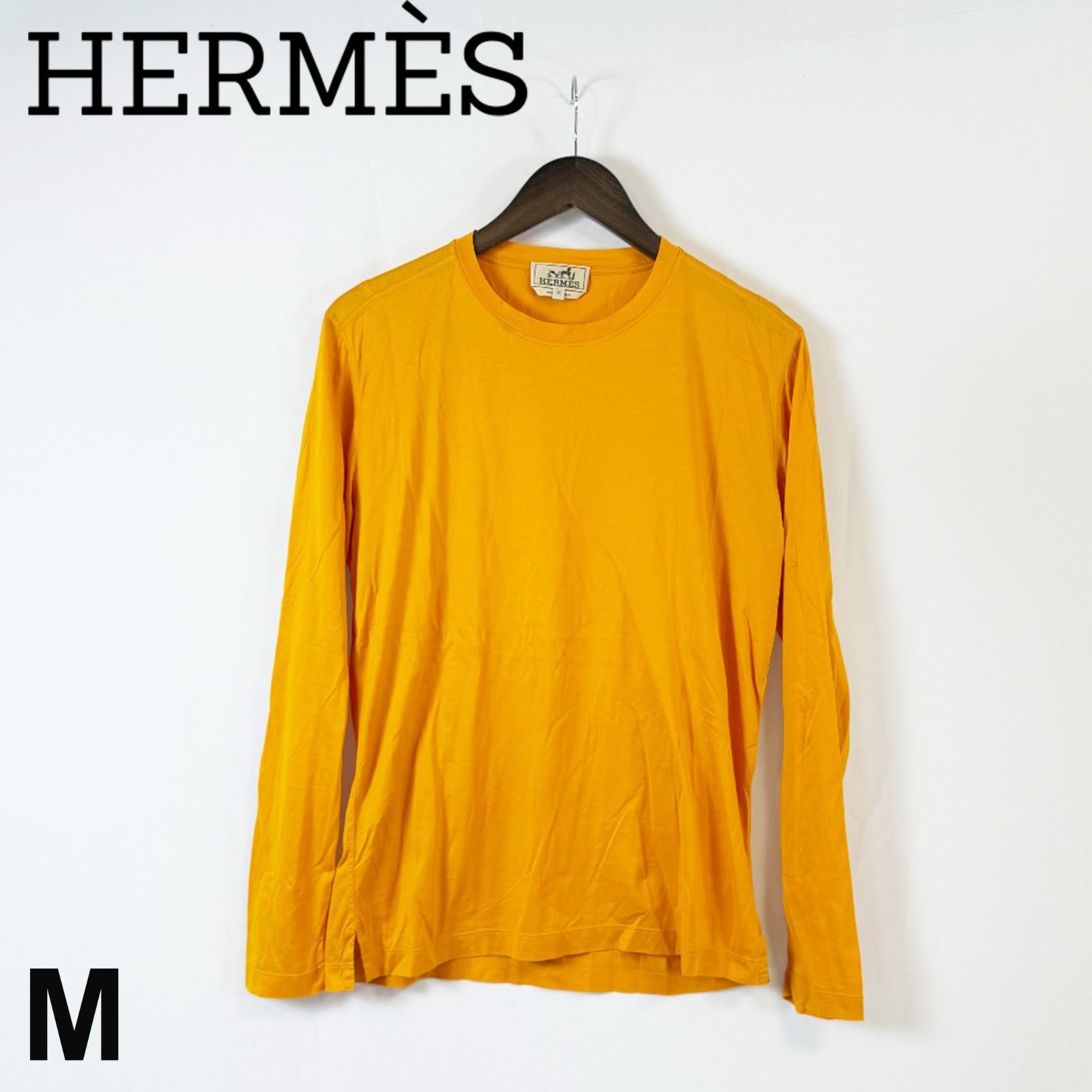 美品 HERMES ロングスリーブTシャツ エルメスオレンジ 綿100% M