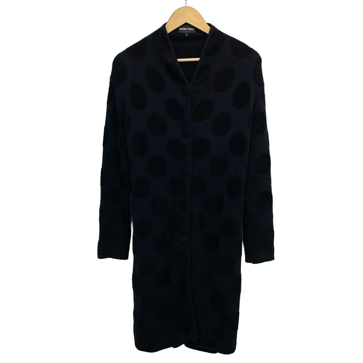 EMPORIOARMANI(エンポリオアルマーニ) コート サイズITA 42 レディース美品 - 黒 長袖/ニット/ドット柄/春/秋