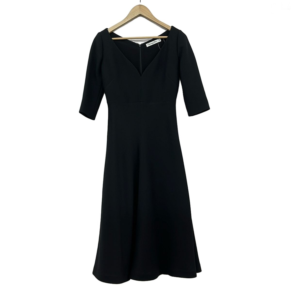 DIOR/ChristianDior(ディオール/クリスチャンディオール) ワンピース サイズ40 M レディース美品 - 黒 Vネック/七分袖/ロング