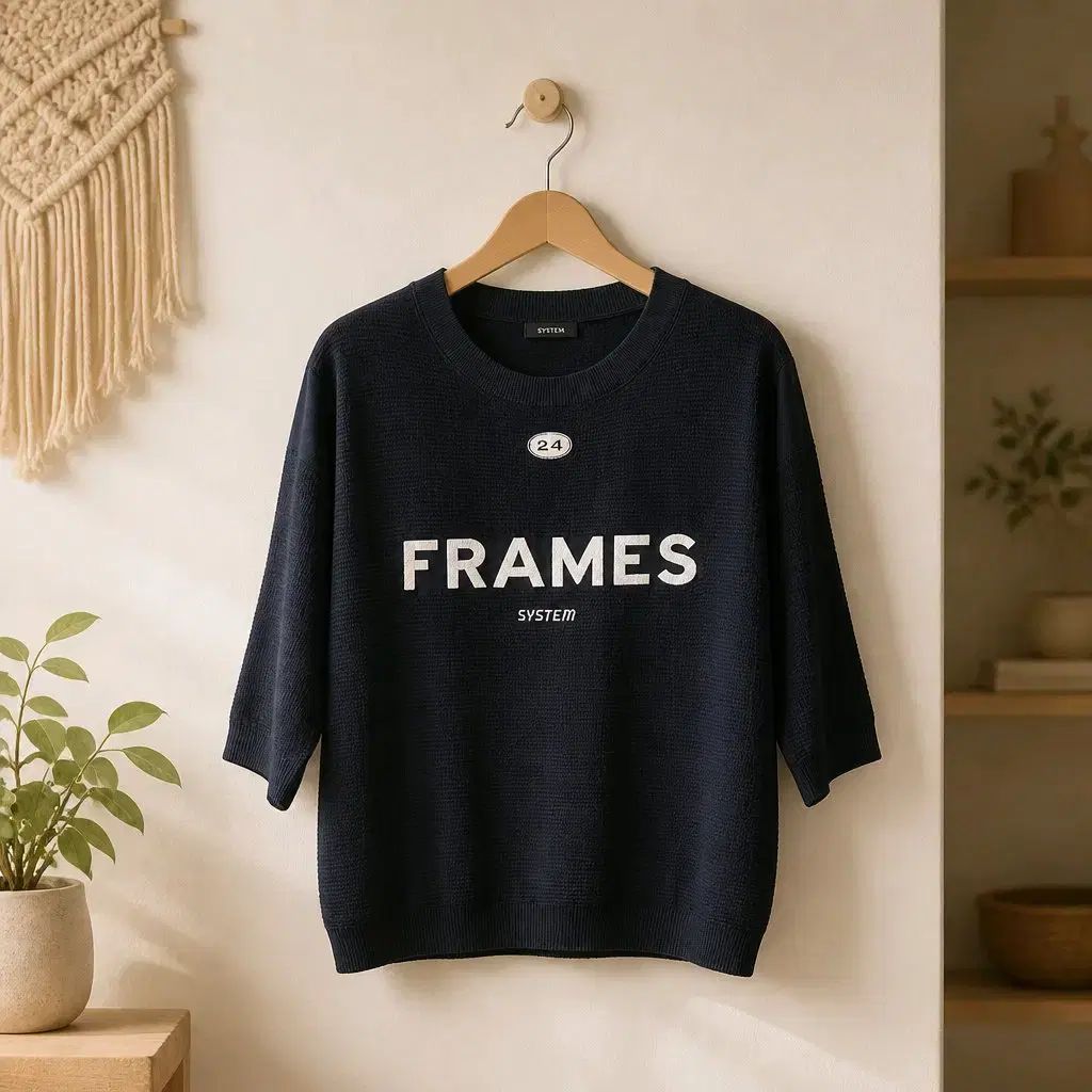 The HANDSOME SYSTEM 2023 ロゴ 刺繍 オーバーサイズ 半袖 ニット F90 サイズ