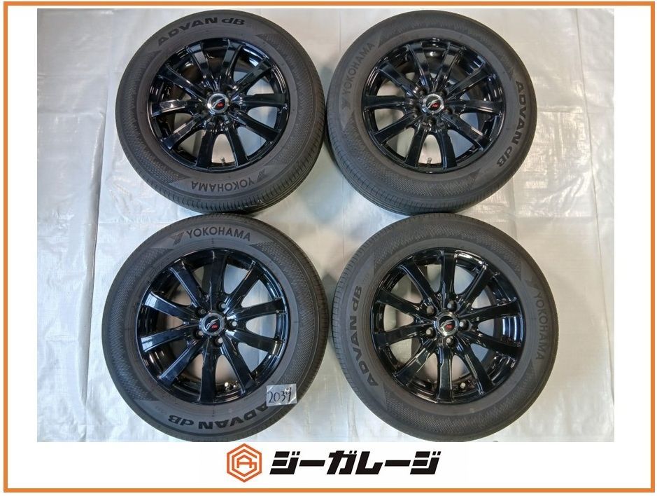 中古 ウェッズ 15インチ アルミホイール＆サマータイヤ 1台分4本セット (ホイールサイズ) 6.0J-18+43 5/100 (サマータイヤ) ヨコハマタイヤ アドバンdB V553 195/65R15 91H 2024年製 送料無料 30系プリウス 他