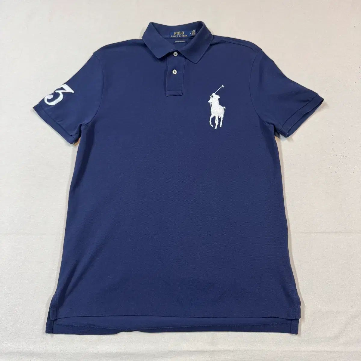 M) ポロラルフローレン Classic BIGポニー 半袖 カラーTシャツ ネイビー