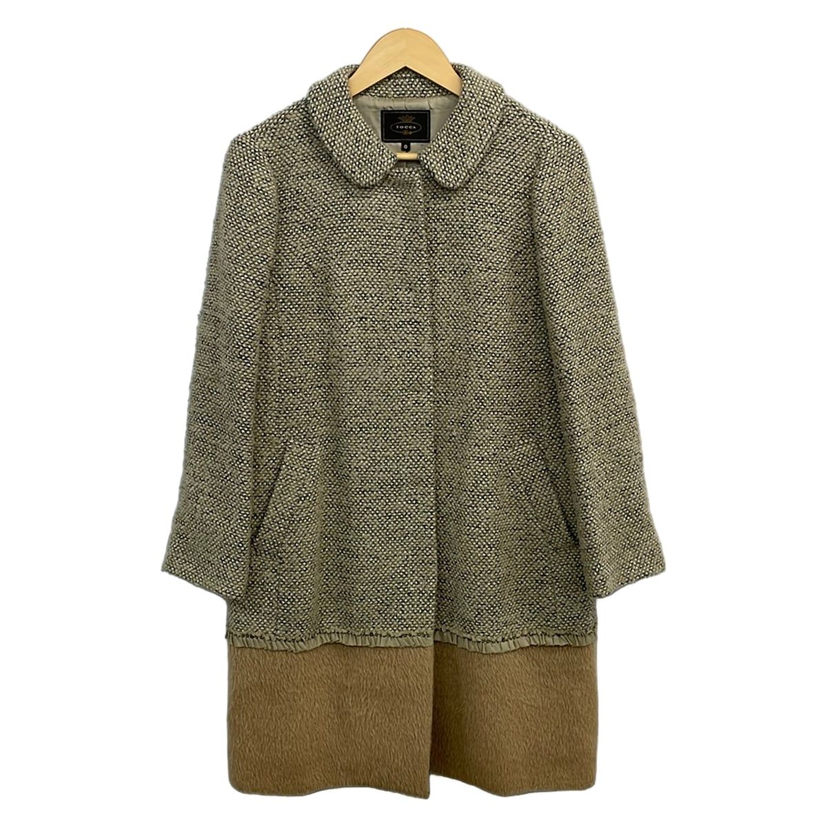 TOCCA(トッカ) コート サイズ0 XS レディース美品 - ベージュ×ライトブラウン×マルチ 長袖/ツイード/ラメ/ビーズ/フリル/冬