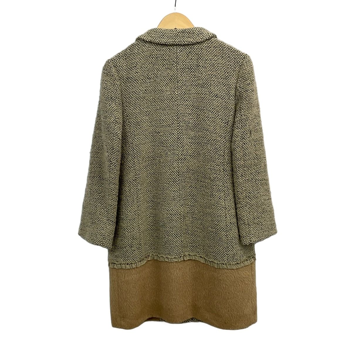 TOCCA(トッカ) コート サイズ0 XS レディース美品 - ベージュ×ライトブラウン×マルチ 長袖/ツイード/ラメ/ビーズ/フリル/冬