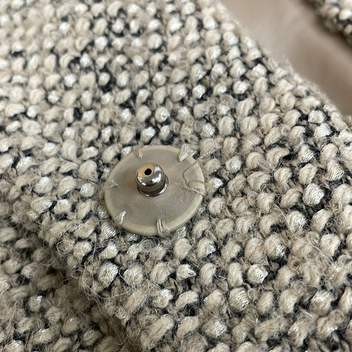 TOCCA(トッカ) コート サイズ0 XS レディース美品 - ベージュ×ライトブラウン×マルチ 長袖/ツイード/ラメ/ビーズ/フリル/冬