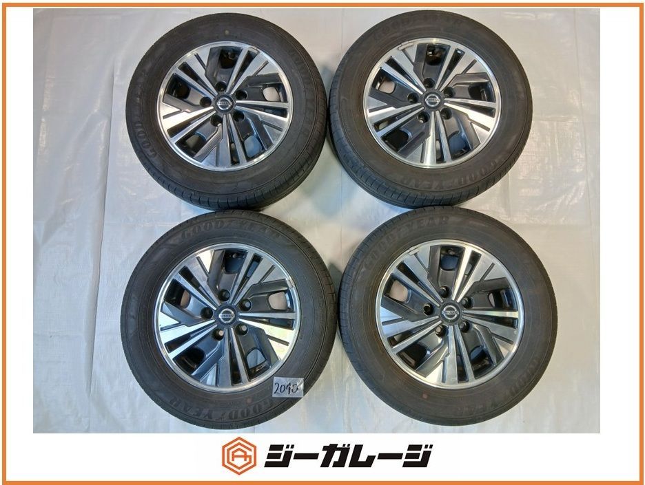 中古 日産 純正 15インチ アルミホイール＆サマータイヤ 1台分4本セット (ホイールサイズ) 5.5J-15 +45 5/114.3 (サマータイヤ) グッドイヤー RVF02 195/65R15 91H 2023年製 送料無料 セレナ 他