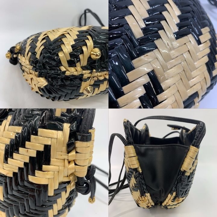 Capaf カパフ カゴ ミニ ショルダー バッグ ベージュ ブラック レザー