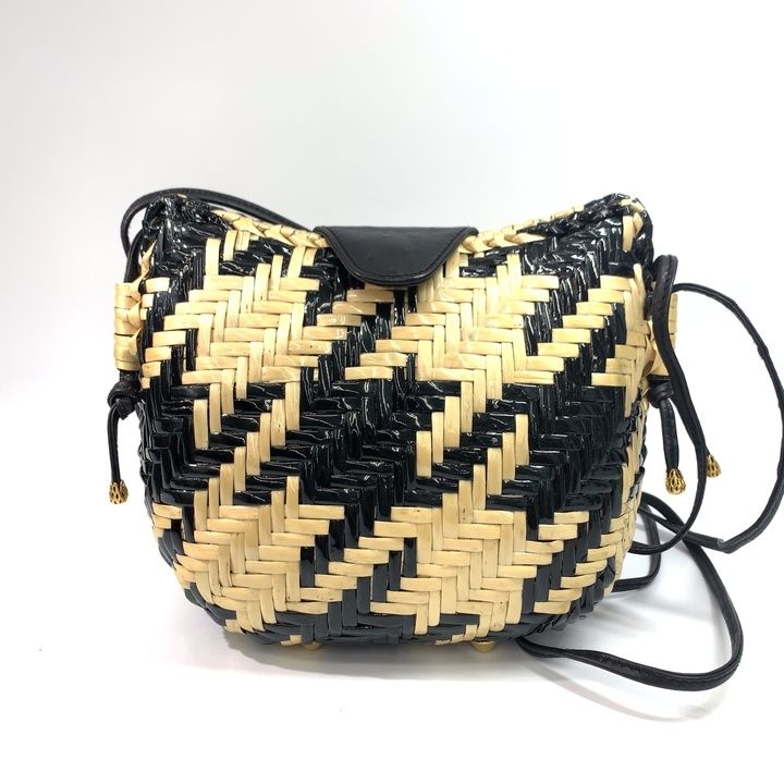 Capaf カパフ カゴ ミニ ショルダー バッグ ベージュ ブラック レザー 