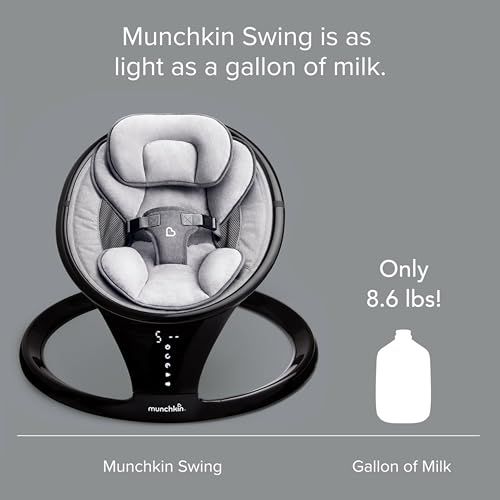 Munchkin マンチキン 電動ベビースウィング ブラック 組立簡単 軽量 コンパクト収納 シンプル 5段階 リモコン付き Bluetooth対応 丸洗いOK FTMU41660★