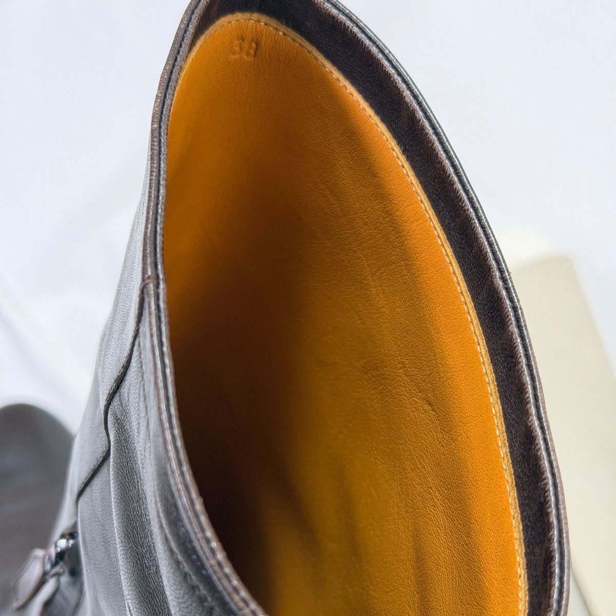エルメス レザー ロングブーツ ダークブラウン 38 (24.5cm)