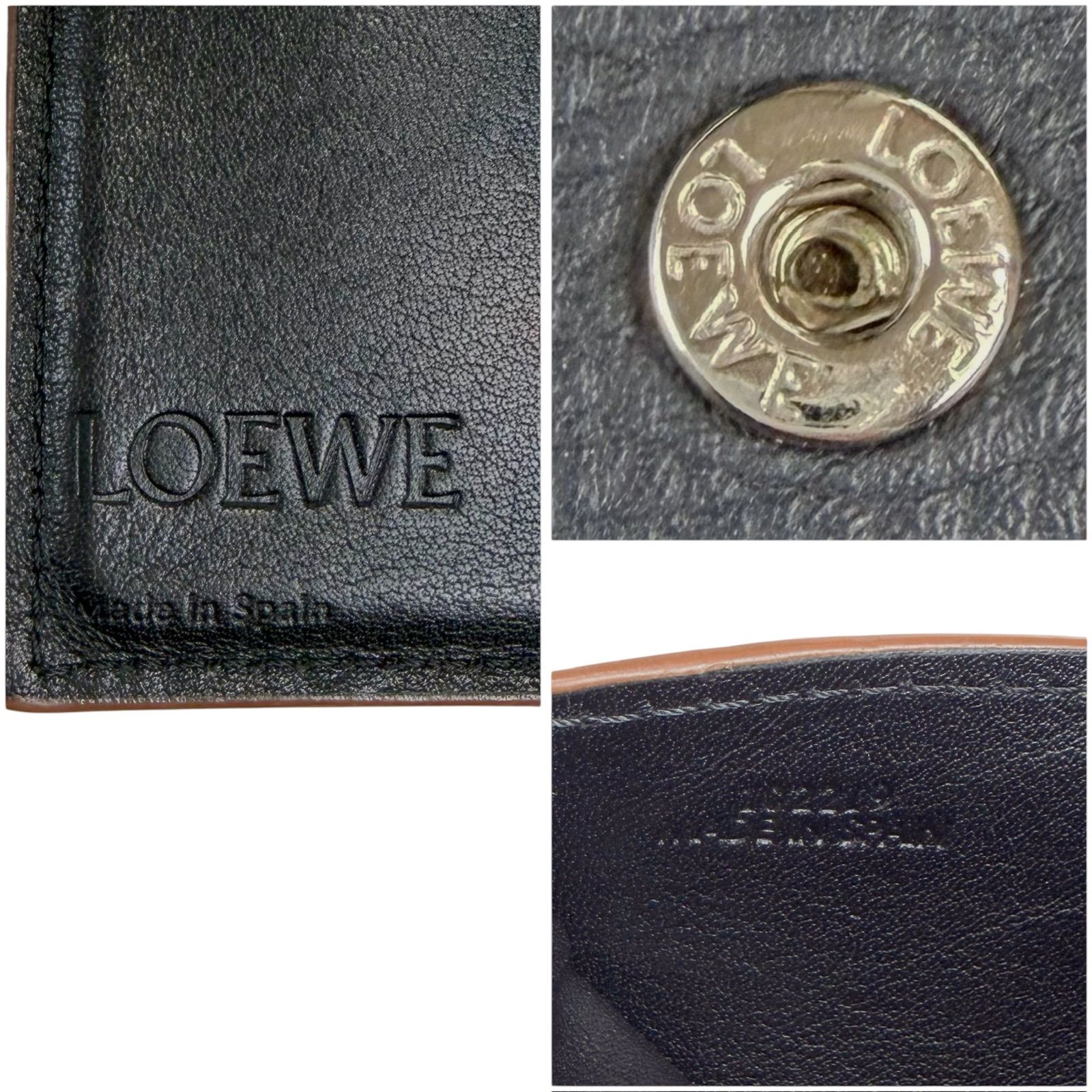 ロエベ LOEWE トライフォールドウォレット バーティカルウォレット 三つ折り財布 コンパクトウォレット シルバー金具 ロエベ LOEWE トライフォールドウォレット バーティカルウォレット 三つ折り財布 コンパクトウォレット シルバー金具