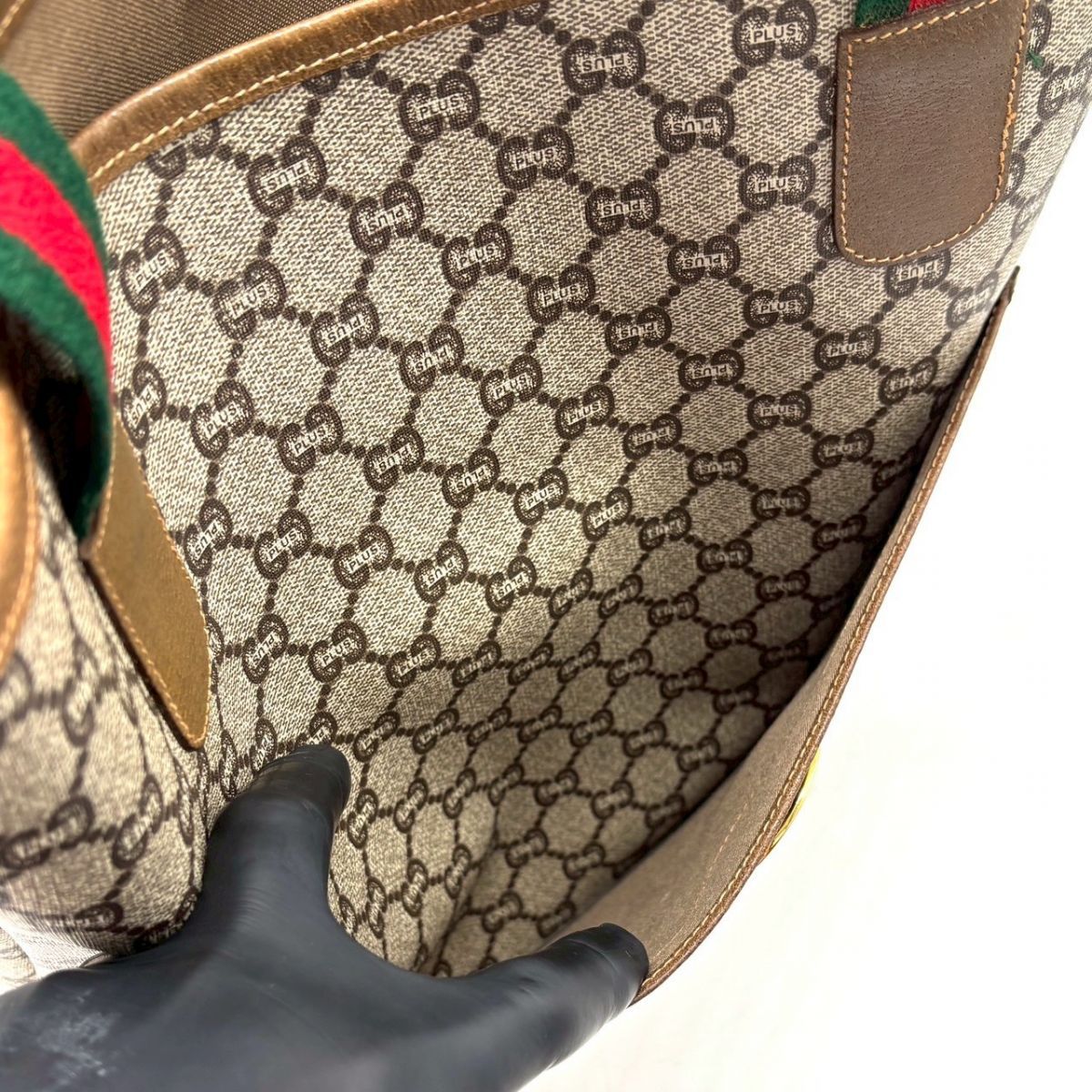 A4対応 グッチ GGプラス シェリーライン トートバッグ ベージュ C12 時を超える余裕】 GUCCI PLUS トートバッグ オールドグッチ GG