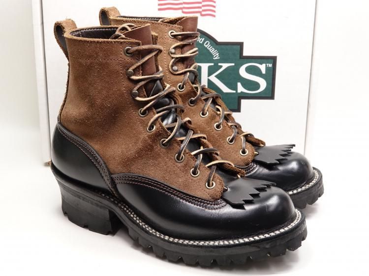 743 / 0609 極上 NICKS BOOTS コンビブーツ ブラック / ブラウン カーフ？ / スエード 7E
