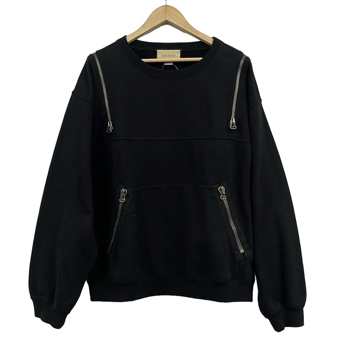 GUCCI(グッチ) トレーナー サイズM メンズ美品 - 715897 XJEVM 黒×白 長袖