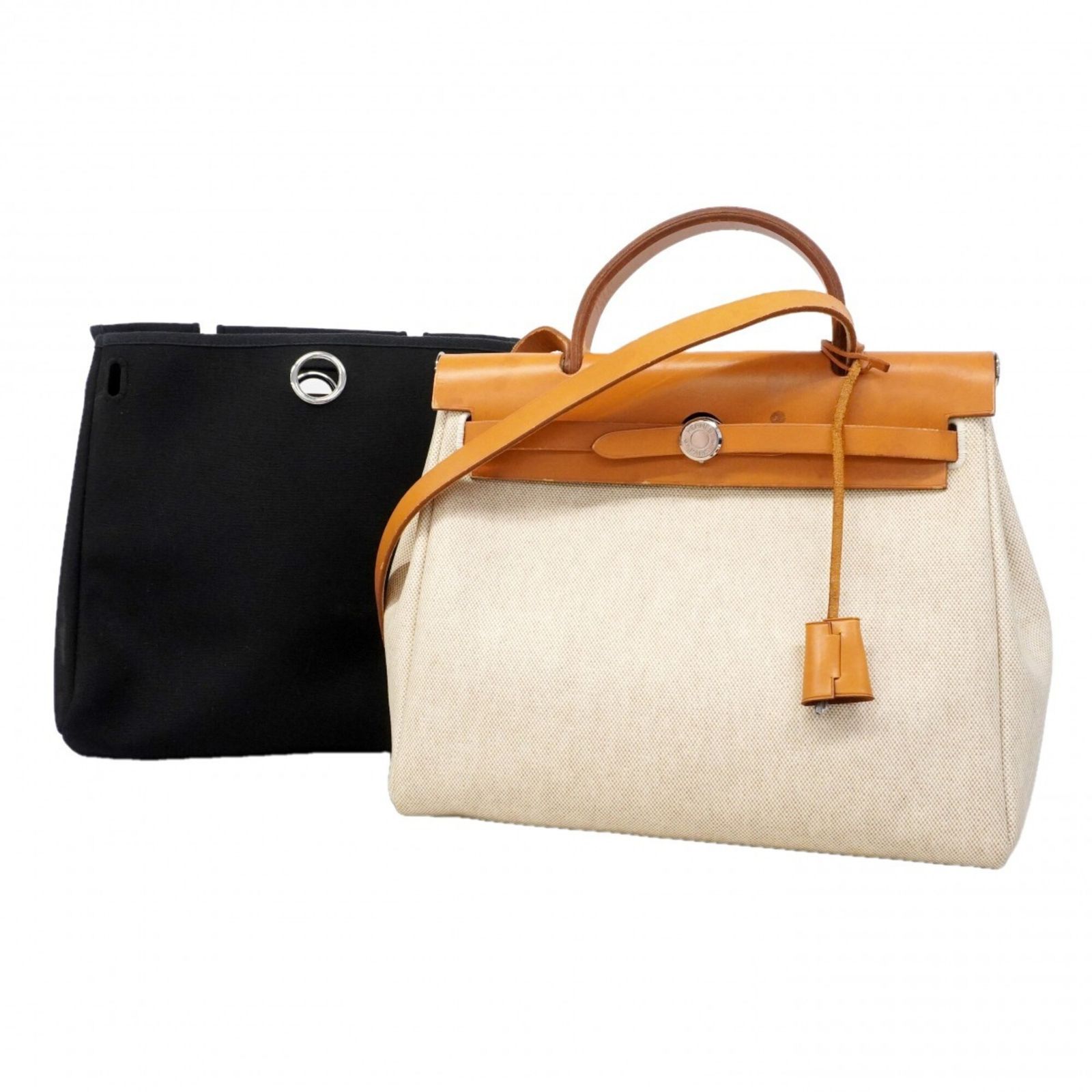 エルメス(Hermes) エルメス ハンドバッグ エールバッグPM トワルアッシュ ナチュラル □E刻印 2wayバッグレディース