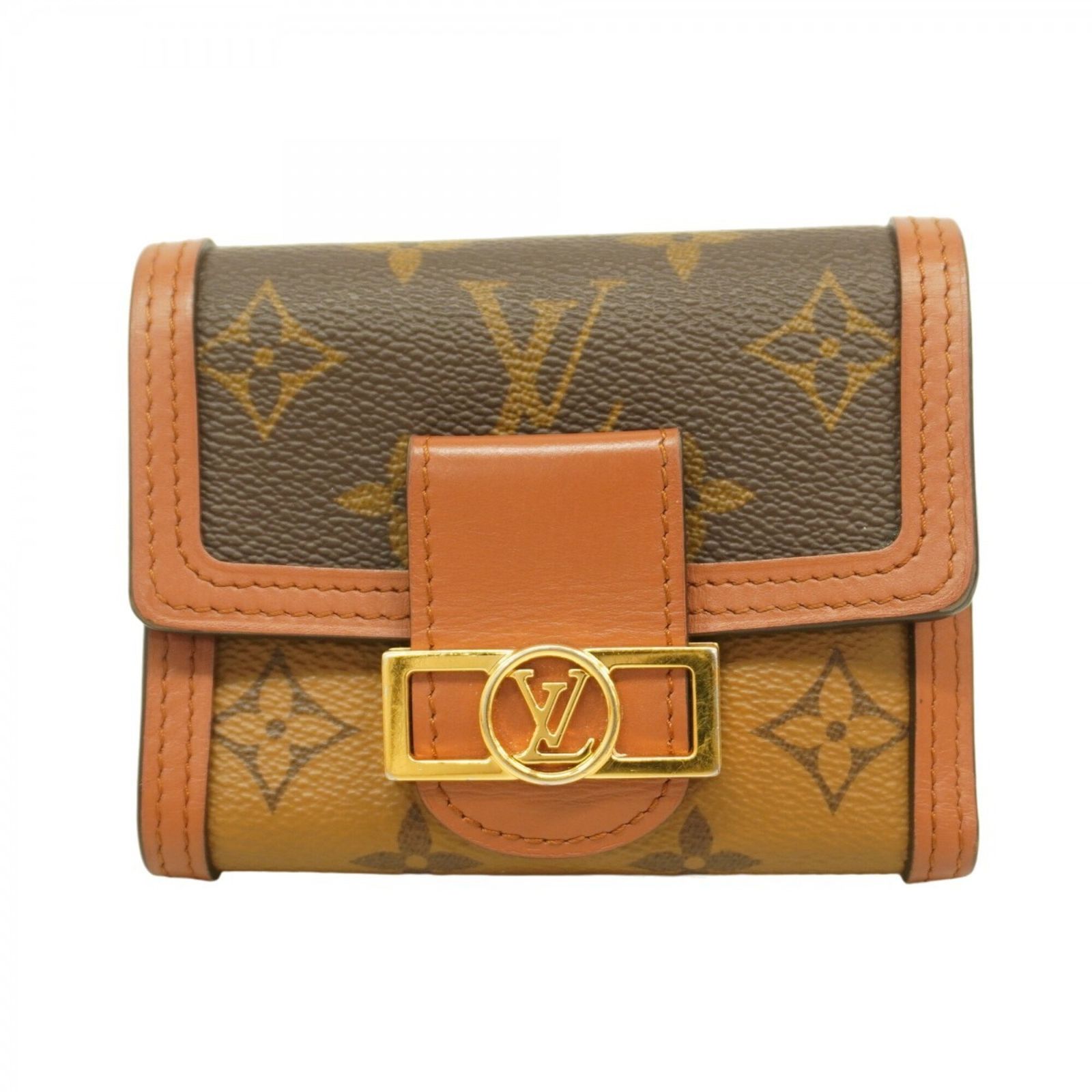 ルイ・ヴィトン(Louis Vuitton) ルイ・ヴィトン 三つ折り財布 モノグラム・リバース ポルトフォイユドーフィーヌコンパクト M68725 ブラウンレディース
