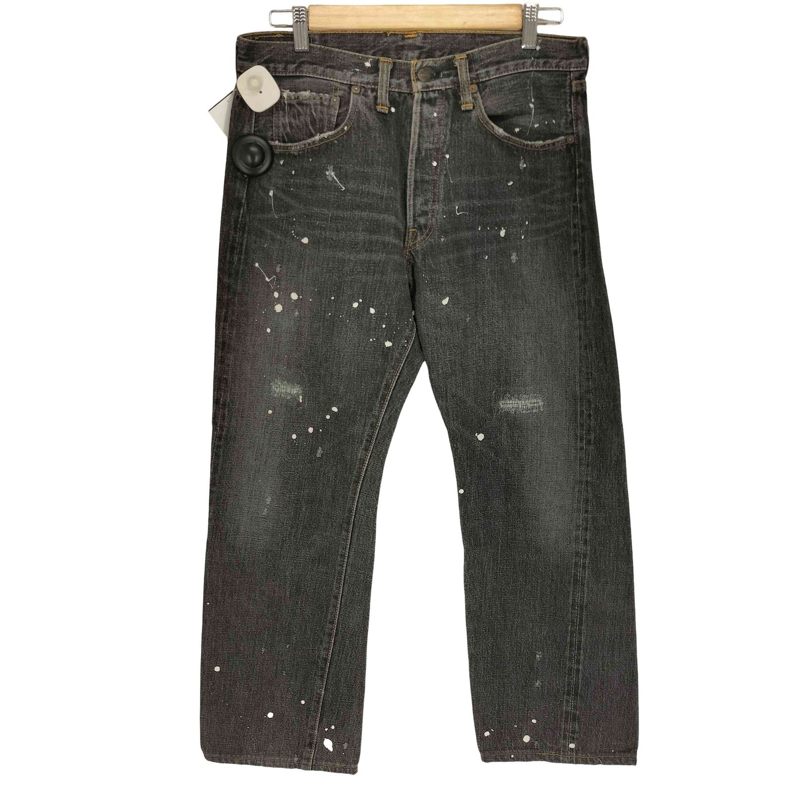 ドゥニーム Denime ペンキ加工 ボタンフライブラックデニムパンツ メンズ 34