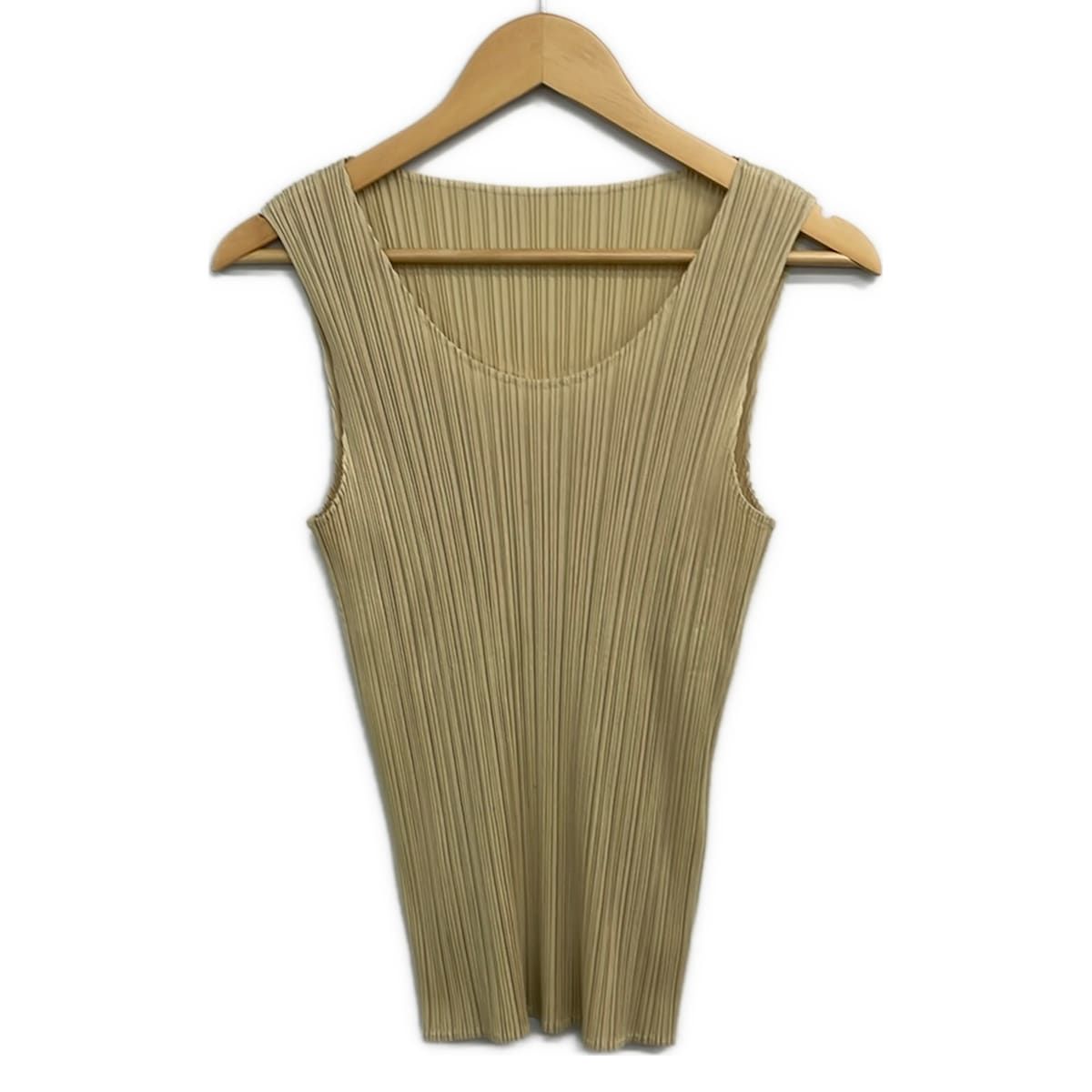 PLEATS PLEASE(プリーツプリーズ) ノースリーブカットソー サイズ3 L レディース美品 アイボリー プリーツ