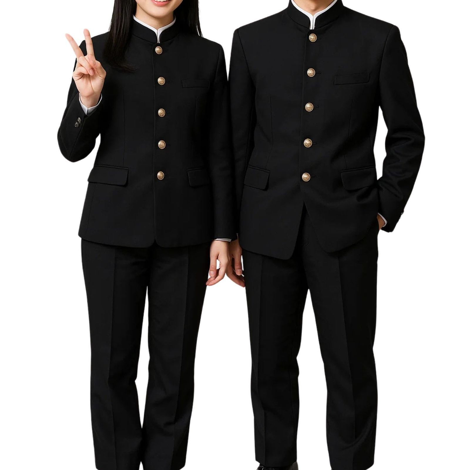 [CosMisty] 学ラン 男装 コスプレ 制服 学生 衣装 男子 男装 仮装 学校 高校生 応援団 学生服 ユニセックス コスチューム 上下セット(XL) [XL]
