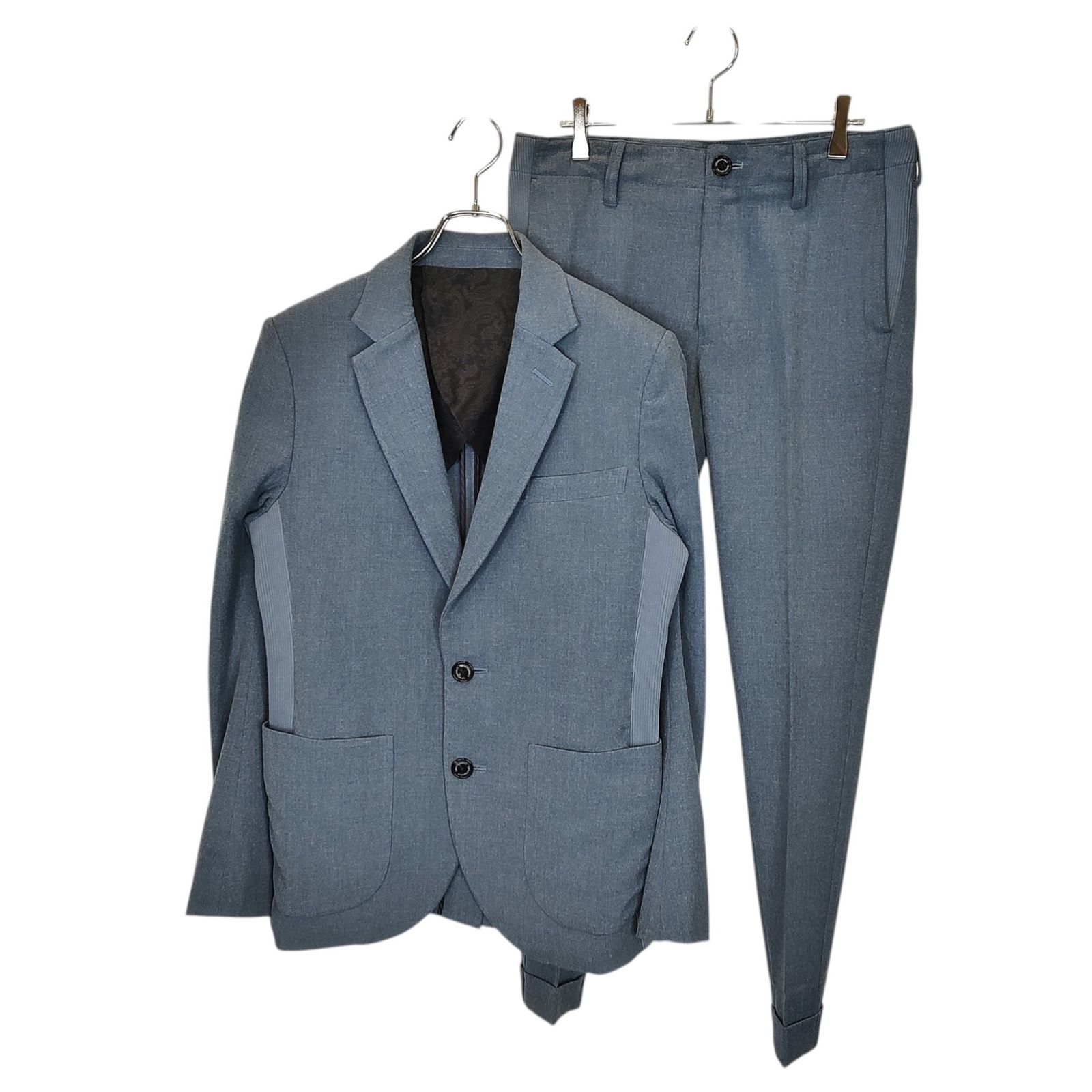 1PIU1UGUALE3 ウノピゥウノウグァーレトレ RIB JACKET TAPERED SLACKS リブ セットアップ スーツ JKT:MRB054 CTU027 PANTS:MRP285 PRY027 3 ライトブルー メンズ