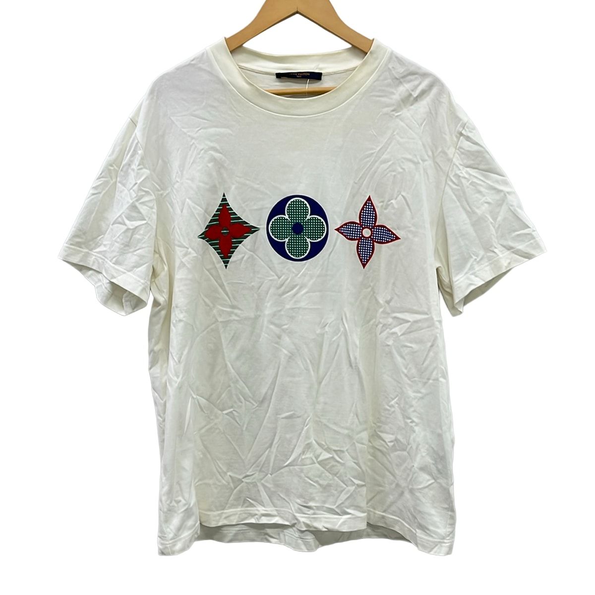 LOUIS VUITTON(ルイヴィトン) 半袖Tシャツ サイズXXL XL メンズ - RM202M NPG HJY01W 白×マルチ クルーネック
