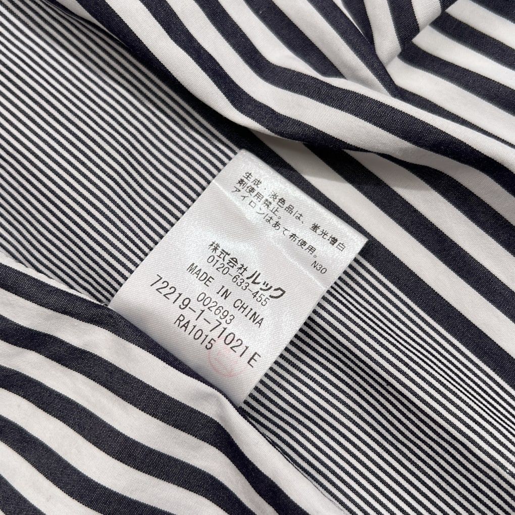 美品 SCAPA スキャパ ストライプ切替 フリルタック 長袖シャツ サイズ 