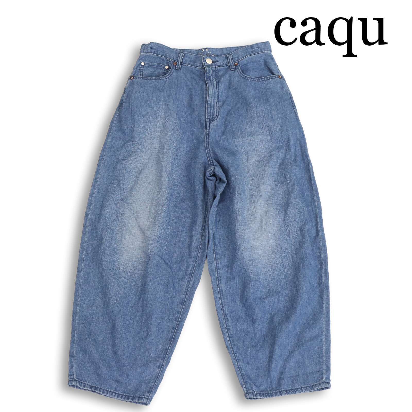 caqu サキュウ 26221 【FS-linen barrel pants】 FSリネン バレル りんご デニム パンツ 日本製 ジーンズ Sz.1 レディース 7,023円