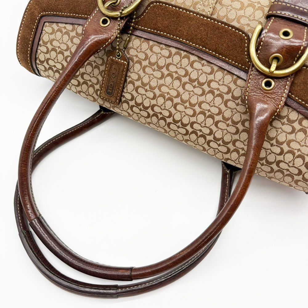 COACH コーチ トートバッグ ブラウン キャンバス スエード ミニ