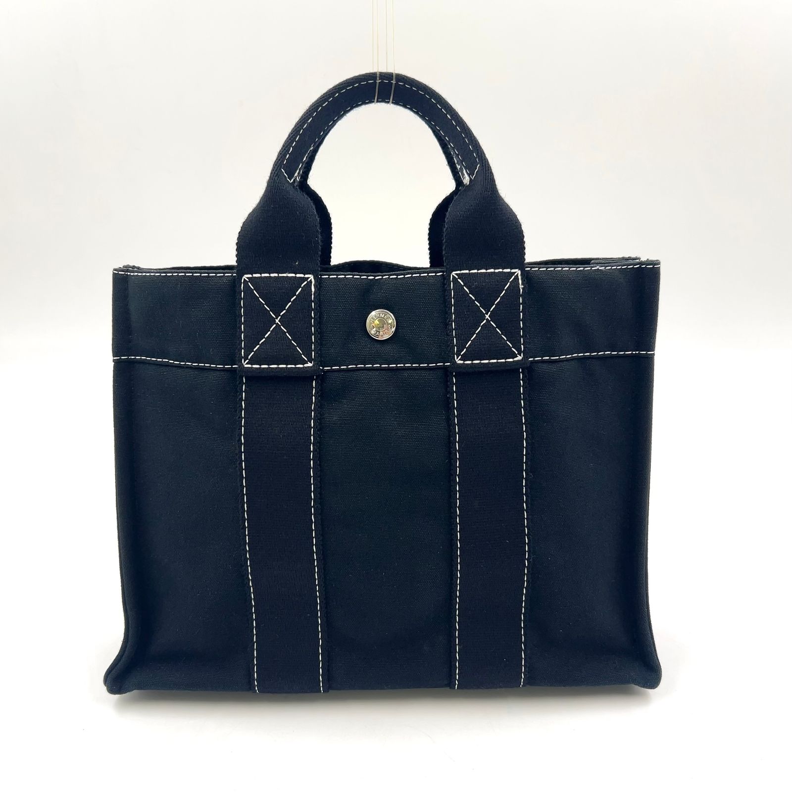新着】HERMES ドーヴィルPM キャンバス ブラック トートバッグ