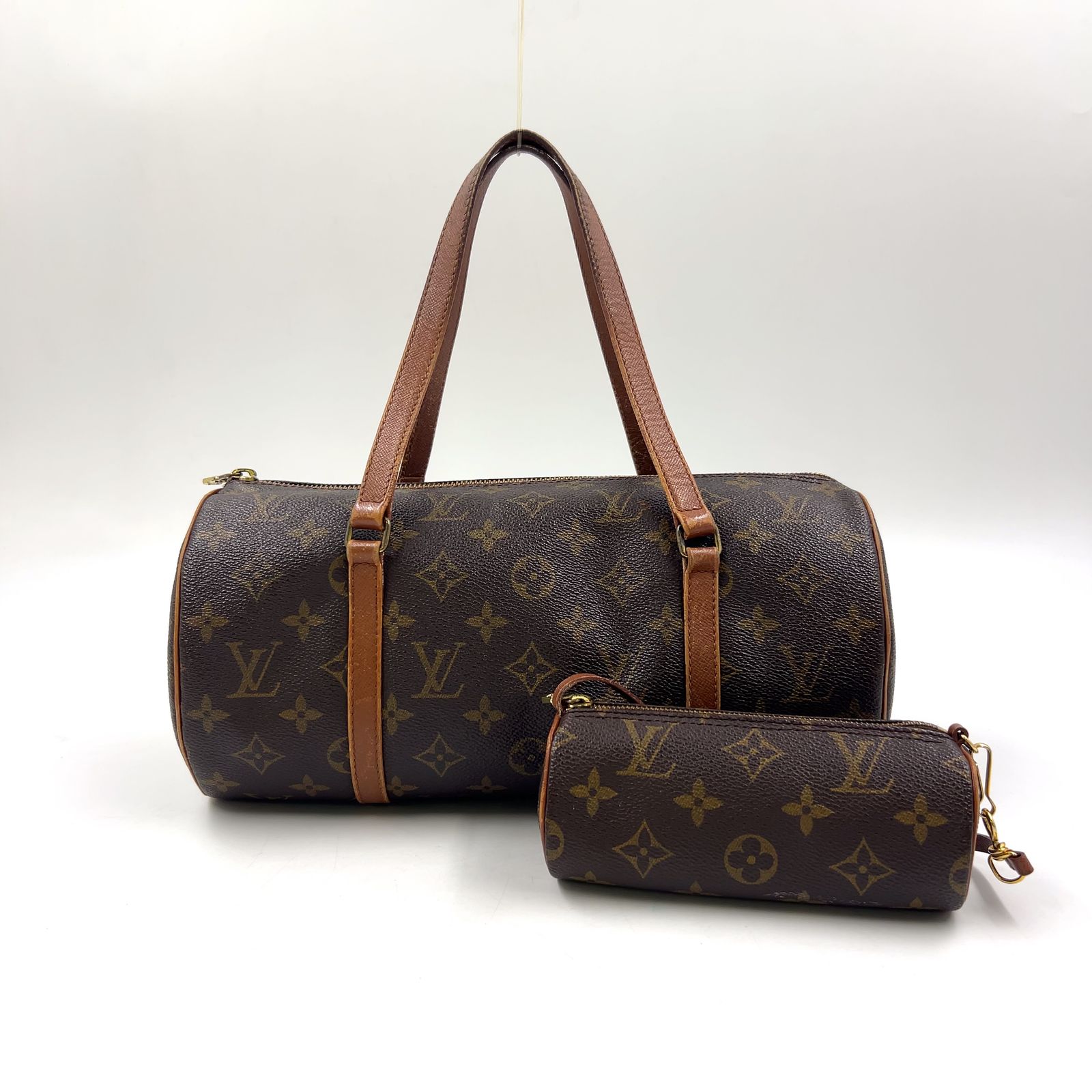 【新着】LOUIS VUITTON 旧型 パピヨン30 モノグラム モノグラム レザー、PVC ブラウン、ライトブラウン ハンドバッグ ゴールド M51365