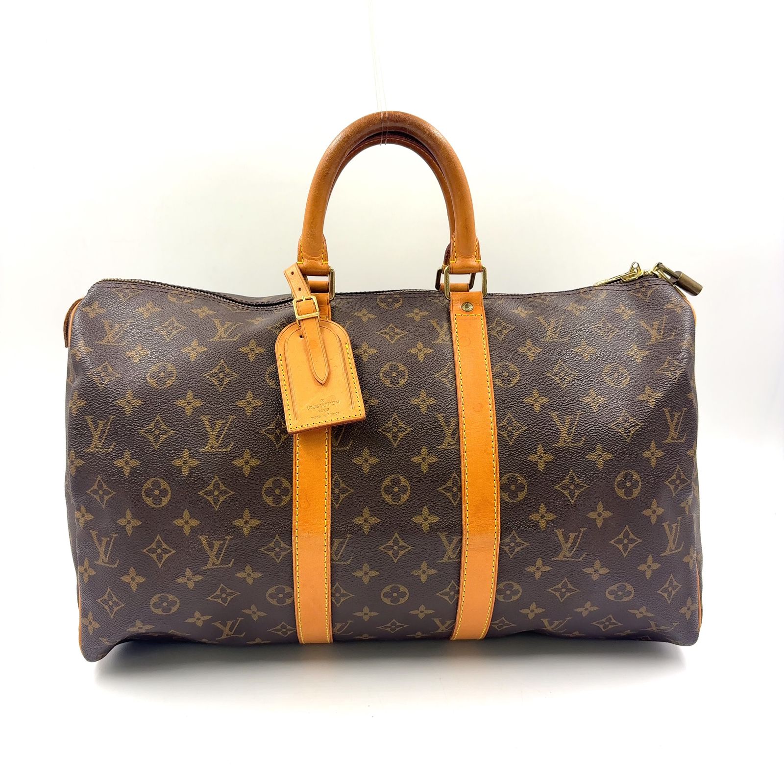 【新着】LOUIS VUITTON キーポル45 モノグラム モノグラム レザー、PVC ブラウン、ライトブラウン ボストンバッグ ゴールド M41428