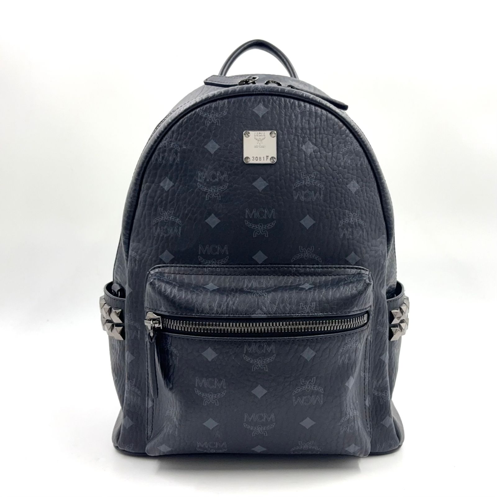 大人気　リュック　スタッズ　レザー　MCM MCM スターク サイドスタッズ レザー、PVC ブラック バックパック