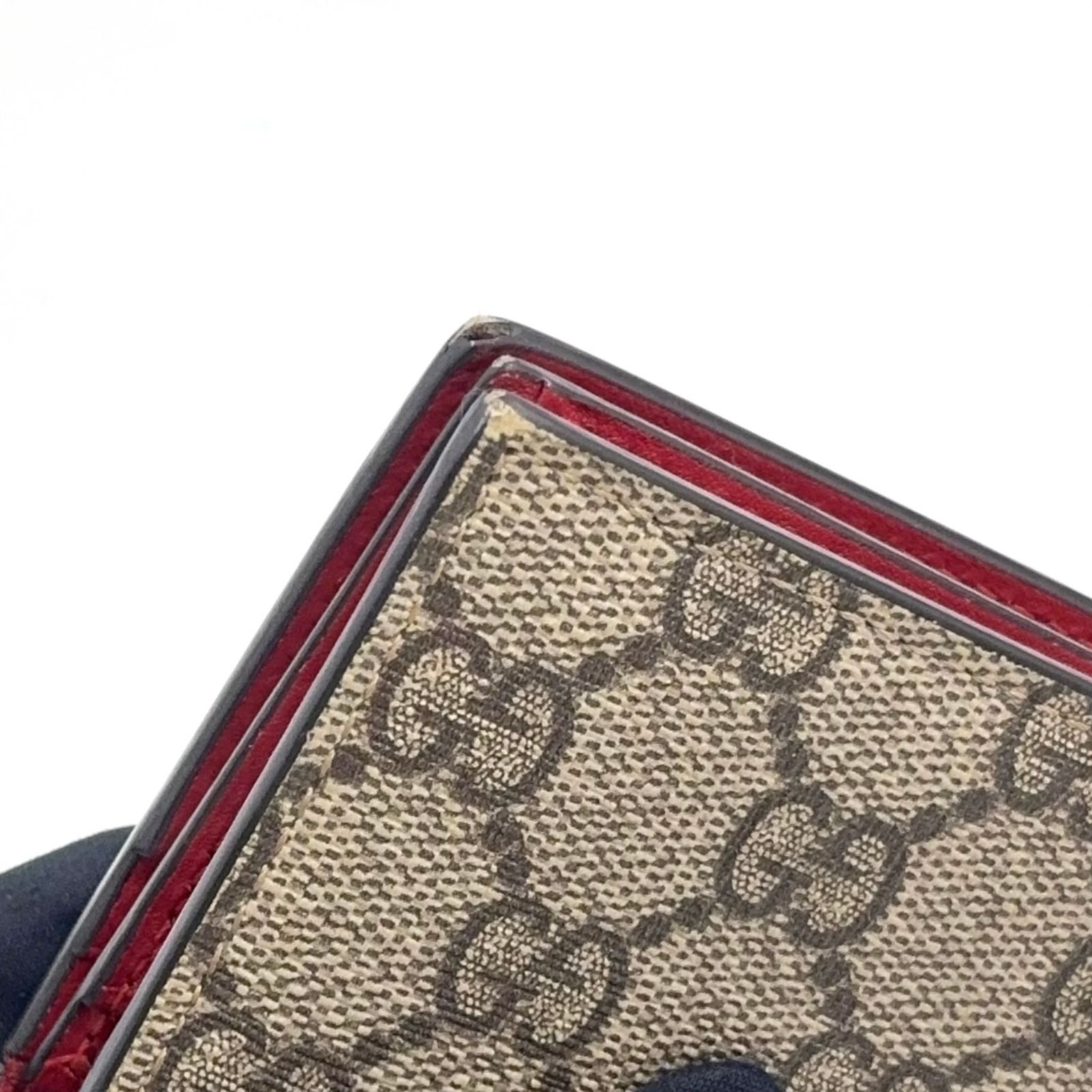 GUCCI チェリー付きGGスプリーム レザー、PVC ベージュ、レッド 二