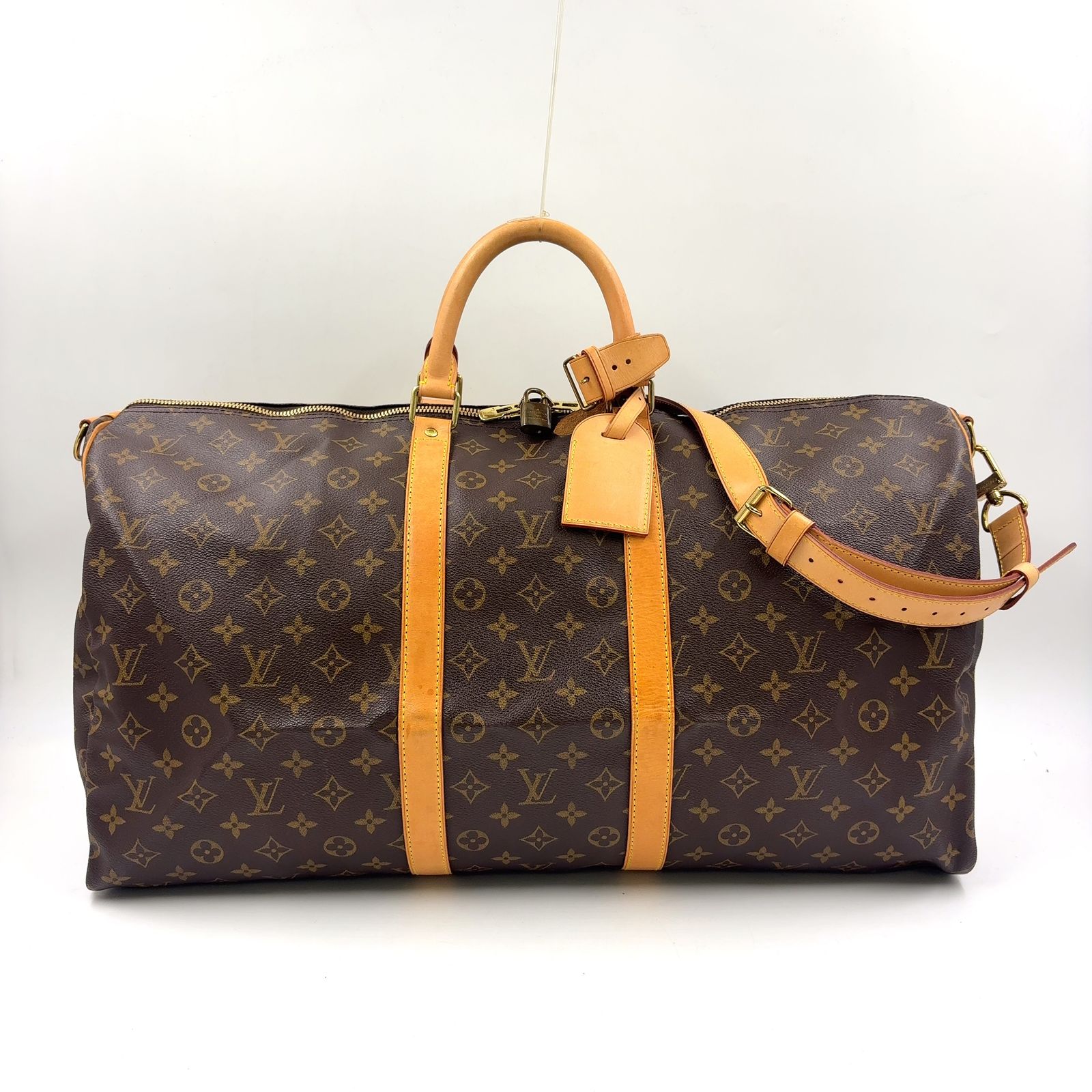 【新着】LOUIS VUITTON キーポル バンドリエール55 モノグラム モノグラム レザー、PVC ブラウン、ライトブラウン ボストンバッグ ゴールド M41414