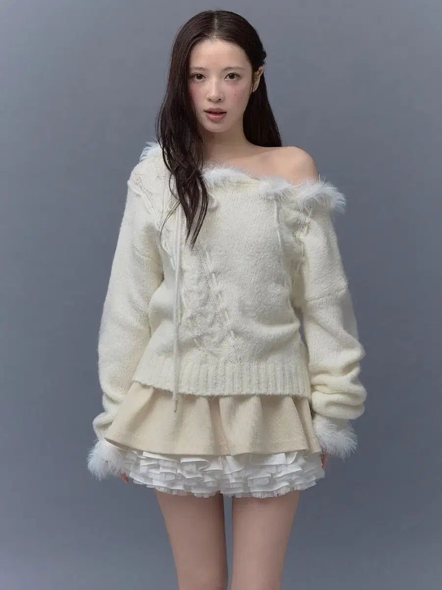 thetis OFF SHOULDER ANGEL CABLE KNIT