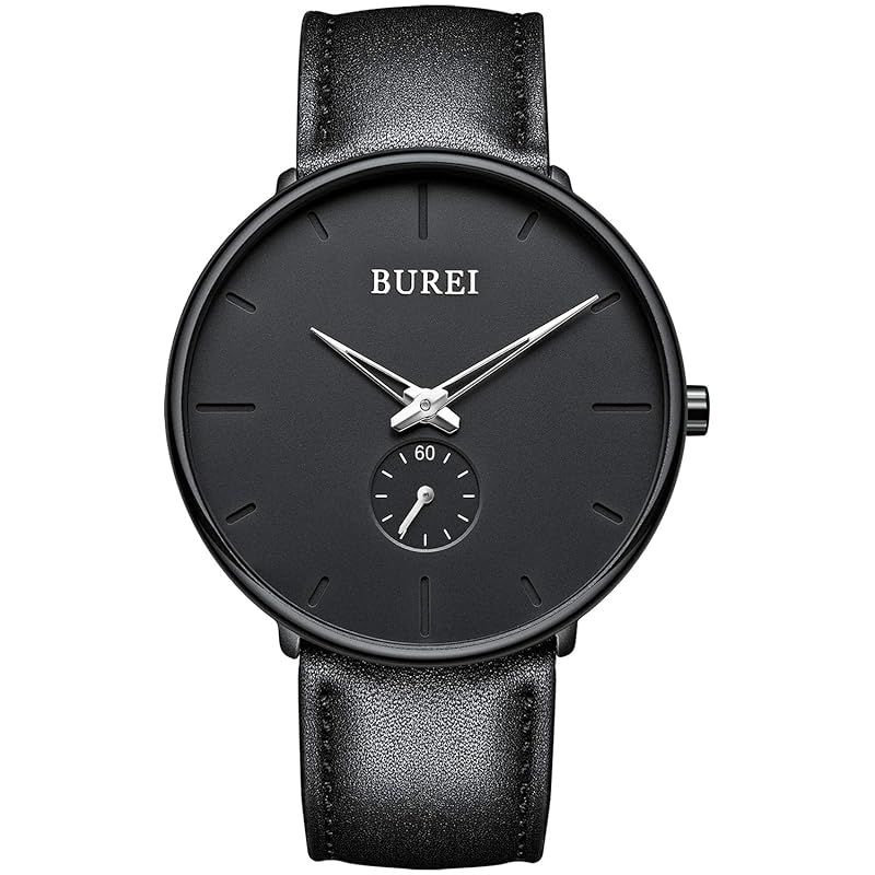 【新品】 [BUREI]腕時計 メンズ 黒 シンプル おしゃれ 人気 ランキング メンズ ブラック ウォッチ 牛革ベルト 腕時計K