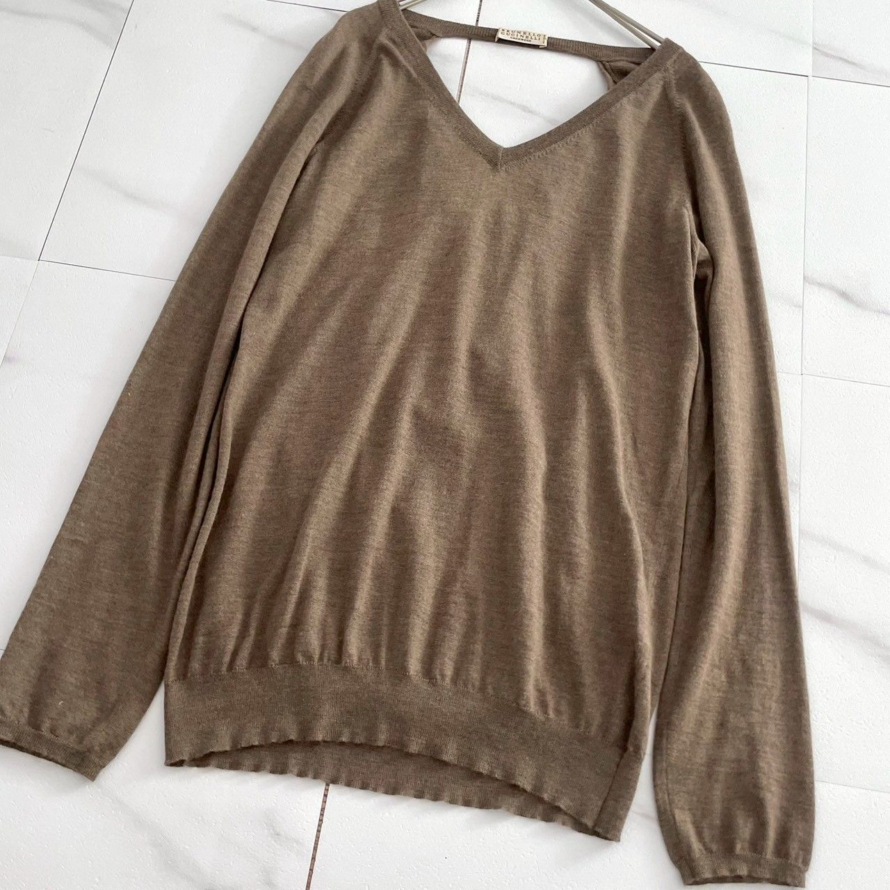 希少✨BRUNELLO CUCINELLI ブルネロ クチネリ カシミヤ シルク バックオープンニット
