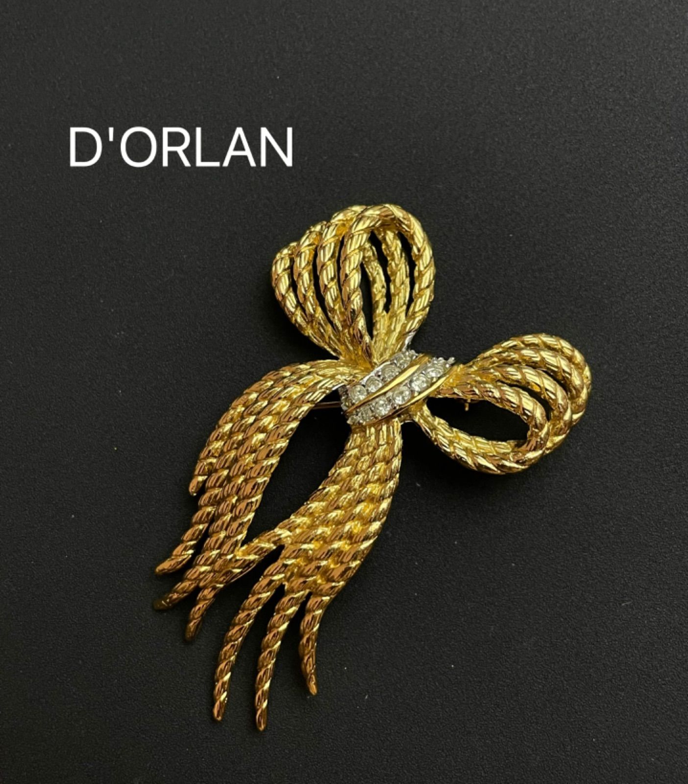 ほぼ新品】D'ORLAN ドーラン ヴィンテージ ブローチ リボン ゴールド