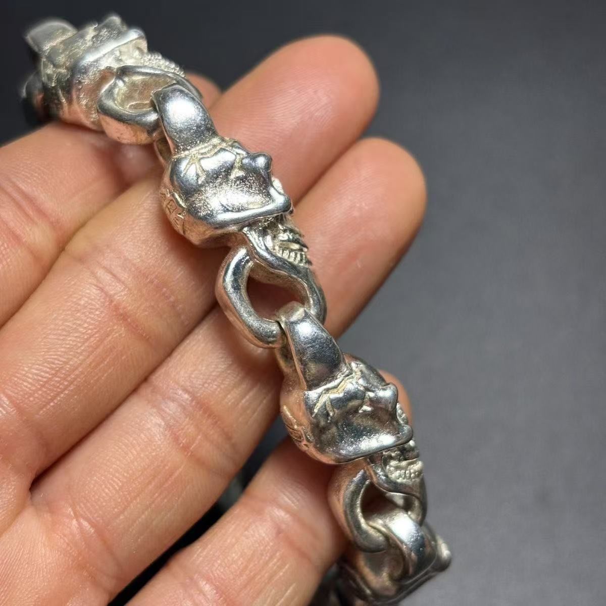 スカルモチーフ ブレスレット925 リング セット ヴィンテージシルバースカルモチーフ ブレスレット 【公式通販】