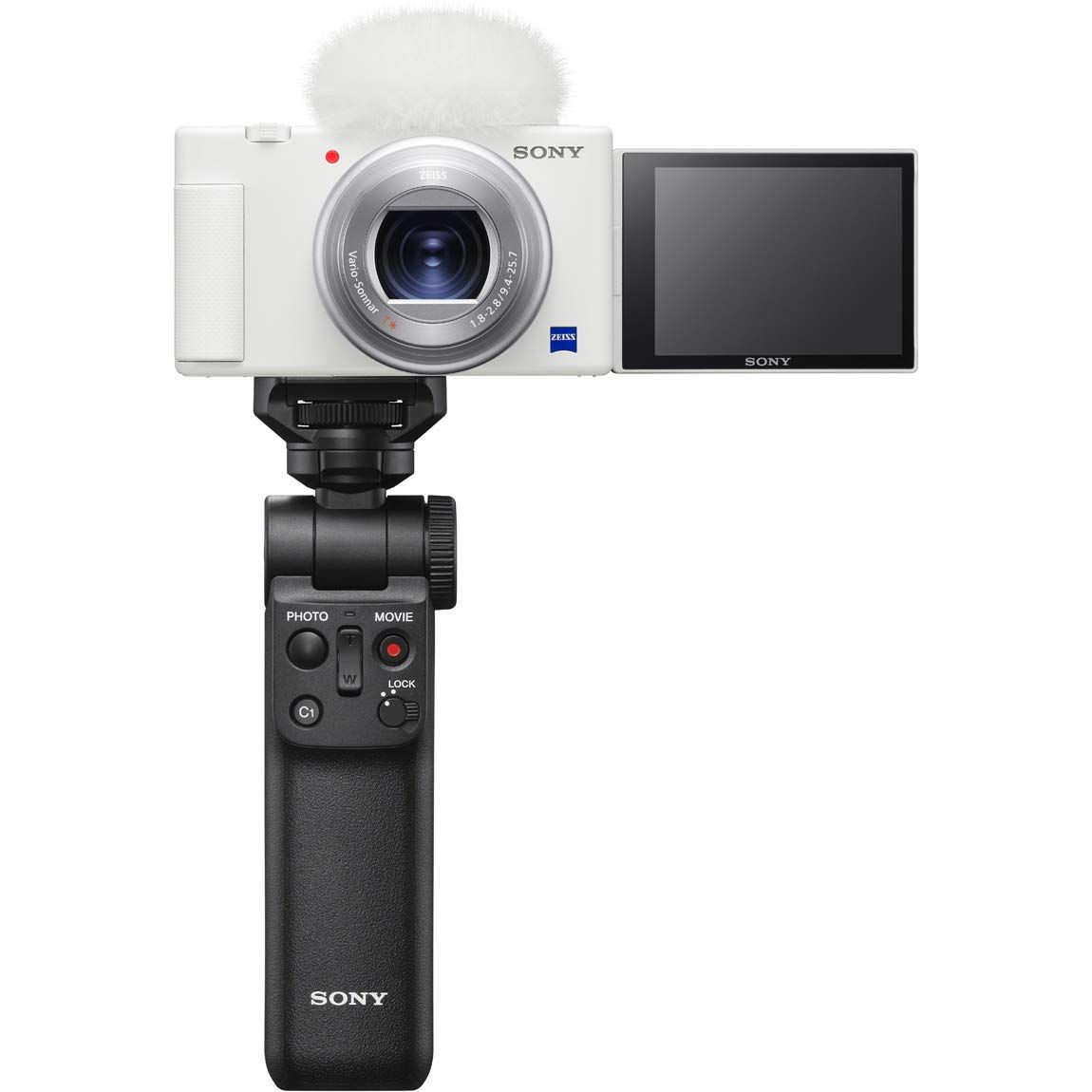 SONY(ソニー) コンパクトデジタルカメラ VLOGCAM Vlog用カメラ ZV-1 シューティンググリップキット(同梱グリップ:GP-VPT2BTブラック、バッテリーパック+1個) ウィンドスクリーン付 [ホワイト1] [4) グリップ+予備バッテリー]