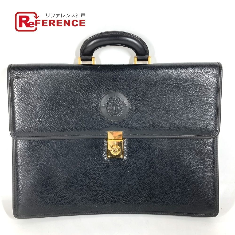 VERSACE ヴェルサーチ ビジネスバッグ メデューサ ロゴ レザー ブラック